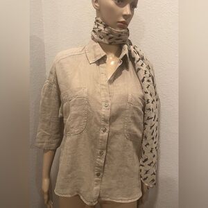Nwt Kut from the kloth linen tan( stone) shirt 100% linen.